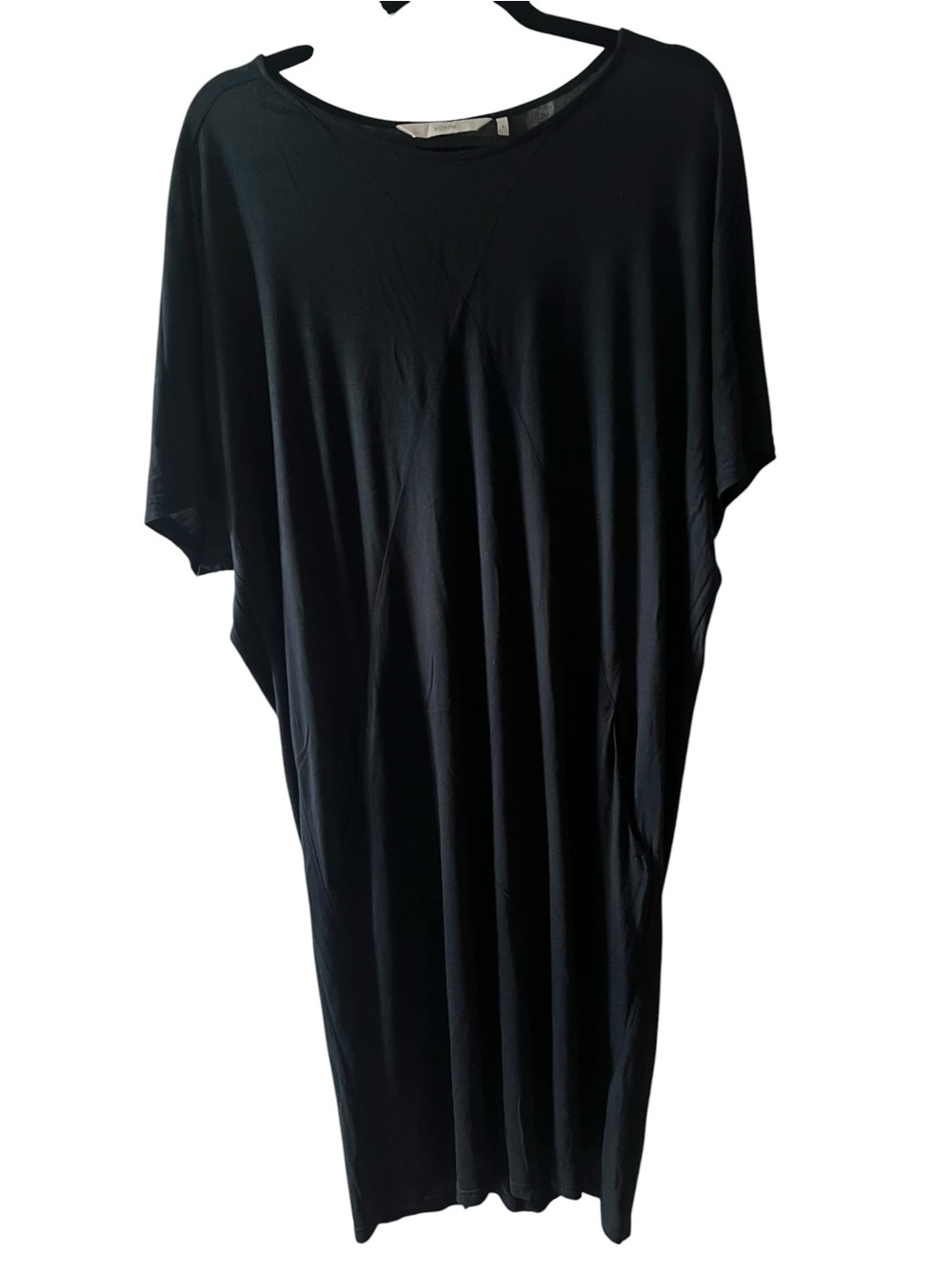Nümph Lizanna Jersey Midi Cocoon Dress Black Batwing Oversized Lagenlook Large